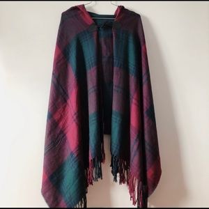 Fall plaid cape with hood